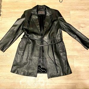 Women’s black genuine leather coat size L